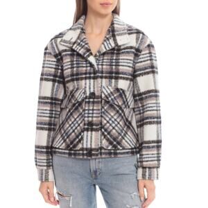 AVEC LES FILLES Womens M Brushed Plaid Oversized Jacket NEW
